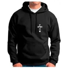 Moletom Canguru Religioso Jesus Cruz Peito Blusa de Frio Unissex Com Capuz Casaco