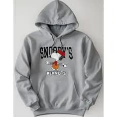 Moletom Canguru Estampa Snoopy Peanuts Unissex Blusa De Frio Inverno Casaco Com Capuz e Bolsos