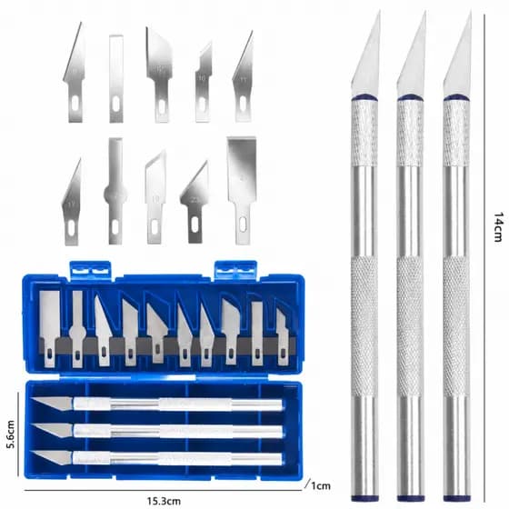Kit Estilete de Precisão Bisturi Profissional 13 Peças para Artesanato Modelismo Maquete