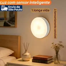 Luminária de Noite USB Recarregável com Sensor de Movimento, Lâmpada LED Duas cores Luz Quente Frio
