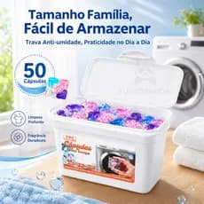 Cápsulas de Lavanderia 50 Unidades 5 em 1 Perfume Duradouro Remove Manchas Limpeza Profunda