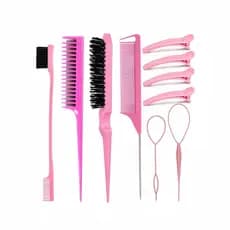 Kit Escova De Cabelo 10 Peças Com Pente De Cabo Profissional Para Desembaraçar E Modelar