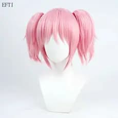 Peruca Mágica de Cosplay Madoka, Decoração de Peruca Rosa para Festa de Carnaval BHU2