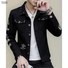 Jaqueta Jeans Masculina Rasgada com Tachas GPKD
