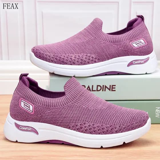 (Tamanho 36-41) Baixo Preço por Tempo Limitado! Tênis Casuais Femininos Skechers em Malha Respirável AKN6 GLDS