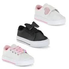 Kit 3 Tênis Infantil Menina Delicado no Preto e Branco Disponível do 20 ao 27 Confortável