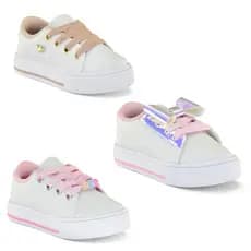 Kit 3 Tênis Infantil Menina Feminino Casual PlayDude Confortável