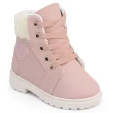 Bota Coturno Feminina Infantil Menina Coração Glitter Com Pelinhos Blogueirinha 20 ao 27