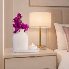 Kit Decorativo Minimalista Vaso + Bandeja + Porta Vela | Decoração Sala Quarto Mesa Aparador