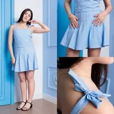 Conjunto  Short Saia Plisado em Sensorial Mrrant – Coral, Verde, Preto, Azul, Bege, Vermelho, Branco