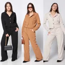 Conjunto Juvenil  Pantalona Em veludo  Cotelê  Tendencia 2026 Tamanhos 12, 14,16Cores,Preto,bege,off
