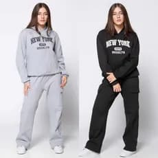 Conjunto Moletom Juvenil  Meninas com Capuz e bolsos Laterais Tamanhos 12,14,16, Cores Preto, Marrom