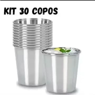 KIT 30 COPOS N:8 DE ALUMÍNIO RESISTENTE 300ML