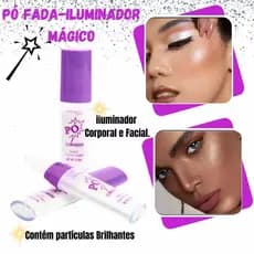 Iluminador Pó de Fada Solto Aplicador Esponja Para Rosto e Corpo Maquiagem Vivai  Ou Febella