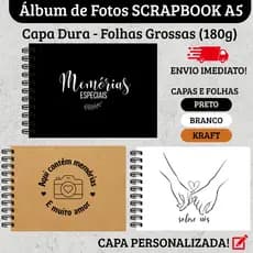 Álbum de Fotos A5 Scrapbook Dia dos Pais - Capa Dura, Casal, Colar fotos, Livro Memórias Polaroid