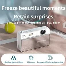 Câmera Digital 4K Fotográfica De 64 Mp Com Zoom 16X Tela IPS De 2.8 " Compacta Portátil Flash De Foco Automático .