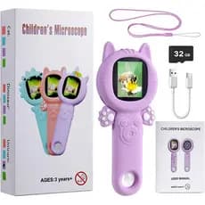 Lupa Portátil Com 2 Polegada Tela IPS 500X Microscópio Digital Crianças Brinquedos Científicos Educativos E Presente De