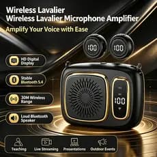 Microfone De Lapela Duplo Sem Fio Amplificador De Voz 13W Portátil Bluetooth 5.4 Alto-Falante Megafone Com Carregamento