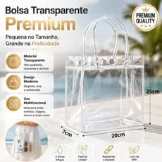 20/10 unidades de sacola portátil transparente com alça de plástico PVC Bolsa de mão para presente