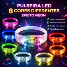 Até 50 Pulseira LED Ativada por Som que Pisca ao Música c/ 3 Modos de Luz 8 Cores p/ Evento Festa Aniversário Formatura