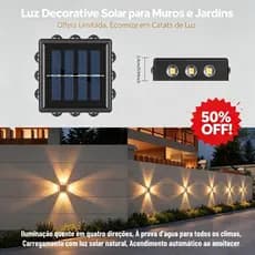 Até 10 Arandela de Parede Solar Externa, Acende e Apaga Sozinha, Duração de 12h, à Prova d'Água, Luz Quente para Muro