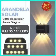 Kit 2 a 10Luminária Arandela Solar 6/8/10LED Luz Branco Quente para Parede a Prova dágua Spot parede