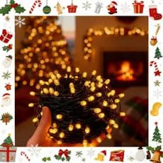 Luzes de Natal com Plugue e Interruptor 8 Pisca Pisca modos10m 100LEDs 110V/220V luz quente Enfeite natalino impermeável