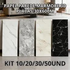 9m²/50 Placas de Parede Adesivas Mármore 3D Decoração 30cm x 60cm x 3mm Lavável / Forte aderência.