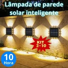 kit Luz de parede solar com sensor, 12 LEDs interruptor automático, à prova d'água, ideal para varandas e jardins.
