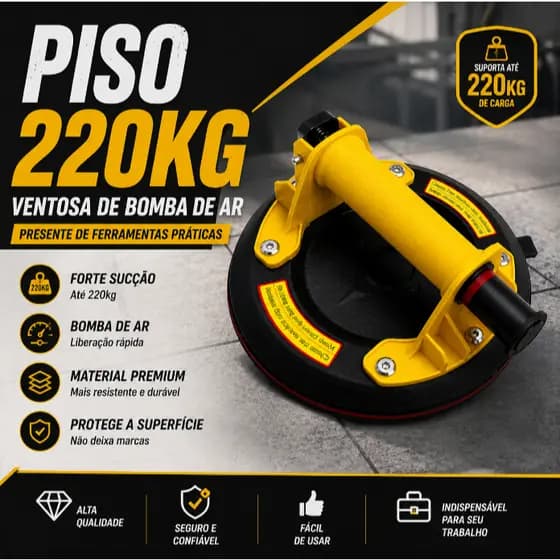 Ventosa Sucção 220KG Vacuo Profissional Para Vidro Marmore Ventosa Profissional