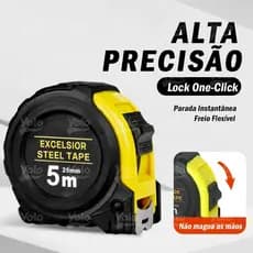 Trena 10/5 Metros X 25mm Emborrachada Com Trava Fita em aço Profissional Suporte para Cinto e Alça em Silicone