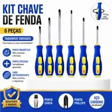Conjunto com seis chaves de fenda ponta magnética corpo em aço resistente cabo antiderrapante