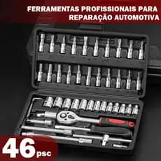 Kit De Ferramentas 46 Peças Jogo De Soquetes Chave Catraca Reversível Com Maleta Jogo Completo
