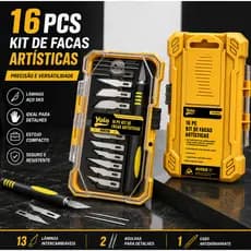 Kit Estilete de Precisão 16 Peças DIY para Corte de Papel Escultura Artesanato Modelismo Papelaria Escolar