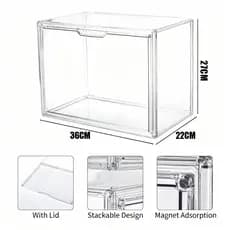 haosin Caixa Organizadora Acrílico Empilhável Fecho Magnético 36x27x22cm Durável