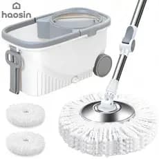 Haosin Aço inoxidável Mop Giratório 360° com Balde e Rodas – Sem Esforço e com 2 Refis
