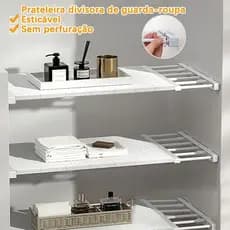 haosin Organizador Retrátil Portátil 48-80cm Aço Inox Branco para Cozinha