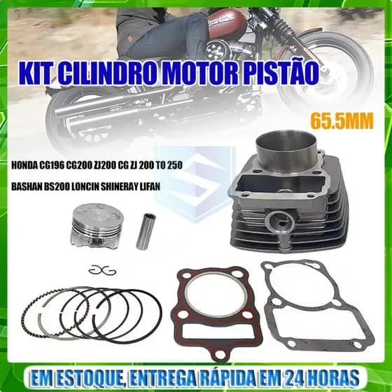 Kit Cilindro Motor 65.5MM Cilindro Pistão CC200 De Honda CG196 CG200 ZJ200 CG ZJ 200 to 250