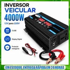 Inversor Solar Digital Para Carro De 4000 W Com USB , 12 V-220 , Uso Em Veículos E Residências