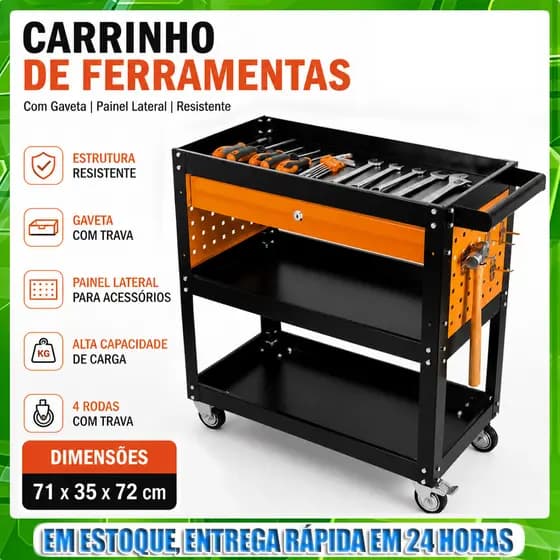 71*35*72 CM Carrinho Ferramentas Mecânico Completo 1 Gaveta Três andares 120KG Roda Universal Pode Frear