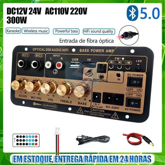 12V 24V 110V 220V D50 Super Bass Placa Amplificador 300W Mini De Potência Subwoofer