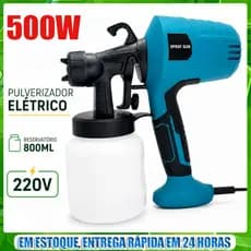 Pistola Elétrica Para Pintura Pulverizador de Tinta com Bico de Metal e Compressor 500w