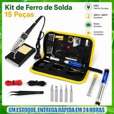 220V Kit Ferro de Solda Ajustável 200°C-450°C Profissional 14 Peças com Estojo e Acessórios
