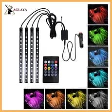 Kit Iluminação Interior Carro Luz 12 Leds Rgb C/controle 12v