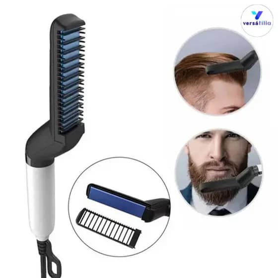 Conjunto de ferro portátil para barba, cabelo masculino, barba, escova elétrica para barba
