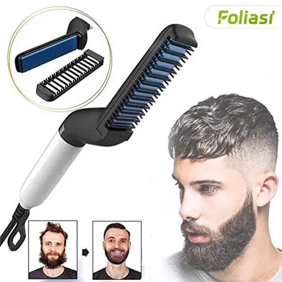 Conjunto de ferro portátil para barba, cabelo masculino, barba, escova elétrica para barba