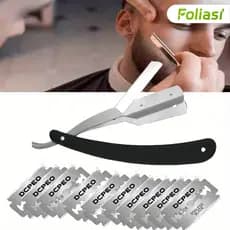 Navalhete Profissional + 10 ou 30 Lâminas: O Kit Essencial para o Barbeiro