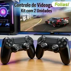 Kit com 2 Unidades Controles de Jogo Sem Fio para PS4 com Função Vibração e Sensor Seis Eixos