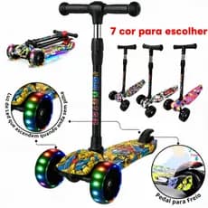 Skate infantil 4 rodas LED Scooter dobrável presente infantil-5cm altura da roda larga ajustável
