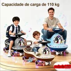 Carrinho Rolimã Super Car Passeio Infantil Com Led Suporta 100kg Que Gira 360° Menino Menina Andador